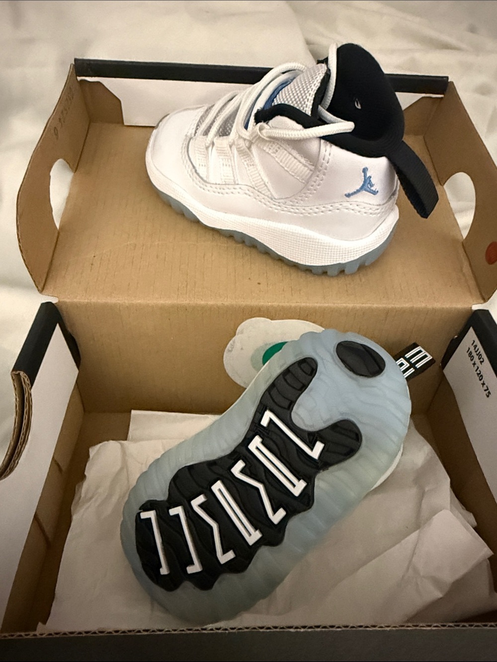 Jordan Kids White and Light Blue High-Top Sneakers